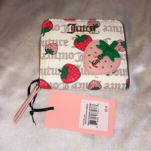 Juicy Couture Pecan White Pink Diamond Freshly Picked Small ZA Wallet NWT